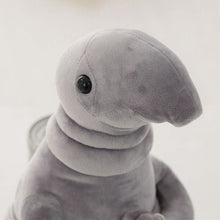 Load image into Gallery viewer, Grey Wosh Plush looking into the camera with a blank background
